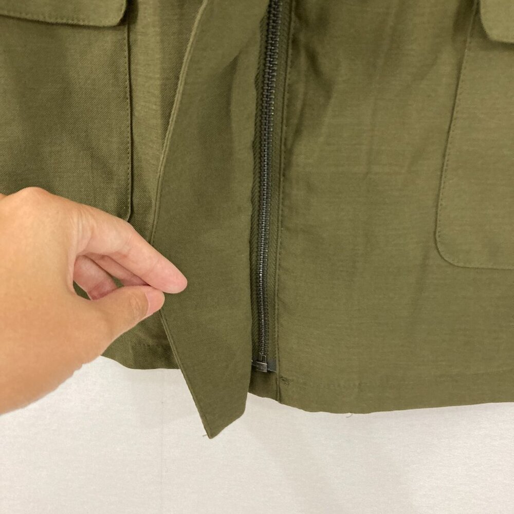 New Nine West size XL Green Olive Soft Comfy Rolled Sleeve Full Zip Jacket - Picture 4 of 11